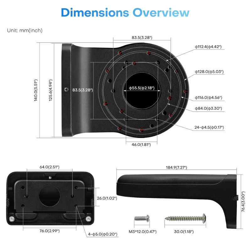 Camerasteun Zwart voor Hikvision en Dahua camera's