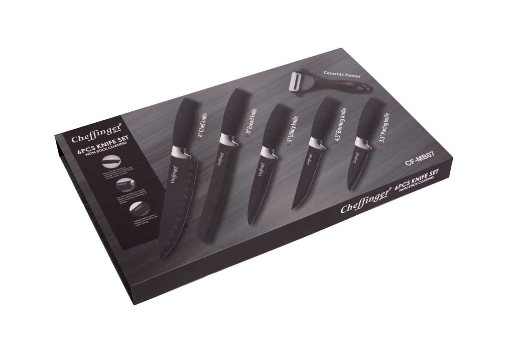 Luxe 6-delige Messenset met Marmeren Coating – Inclusief Magnetische Cadeaubox