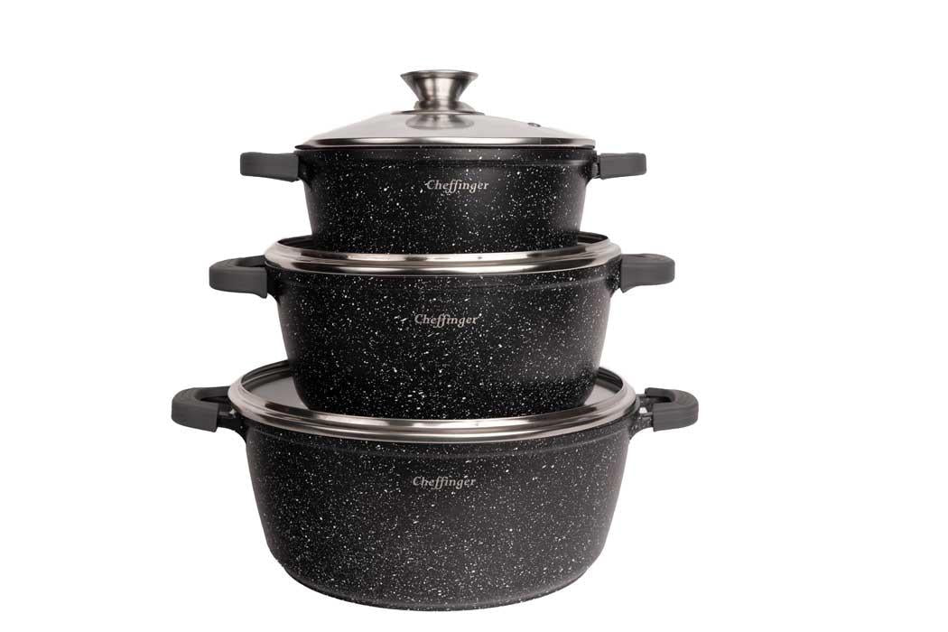 6-delige gegoten braadpanset 20/24/28 cm