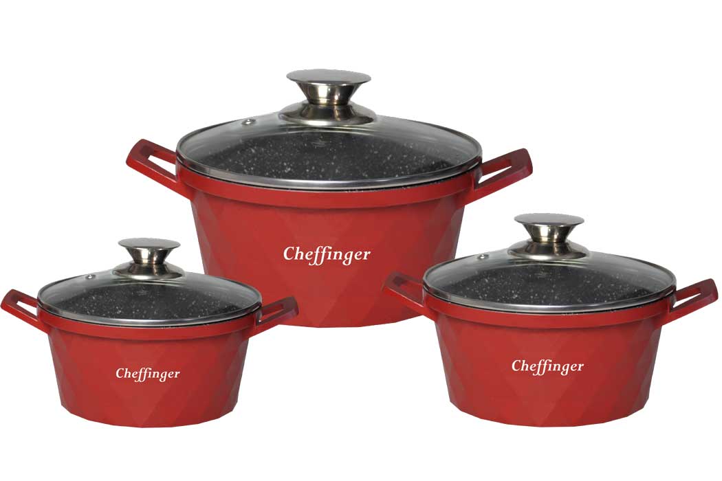 6-delige gegoten braadpanset 20/24/28 cm