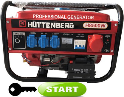Huttenberg Aggregaat H8500W levert 2500W vermogen sleutelstart