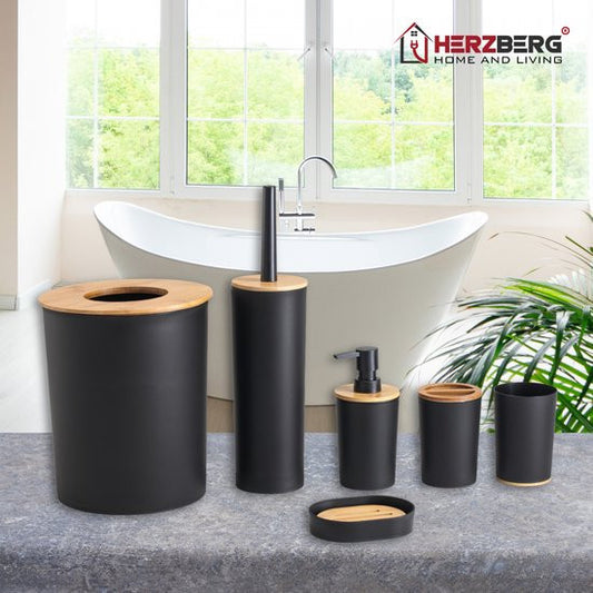 6 Delige Badkamer set Mat Zwart