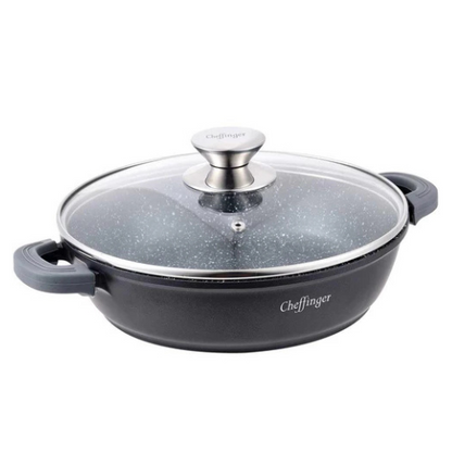 Ondiepe Braadpan ø28 cm (~3,5L) met Marmercoating – Geschikt voor Inductie