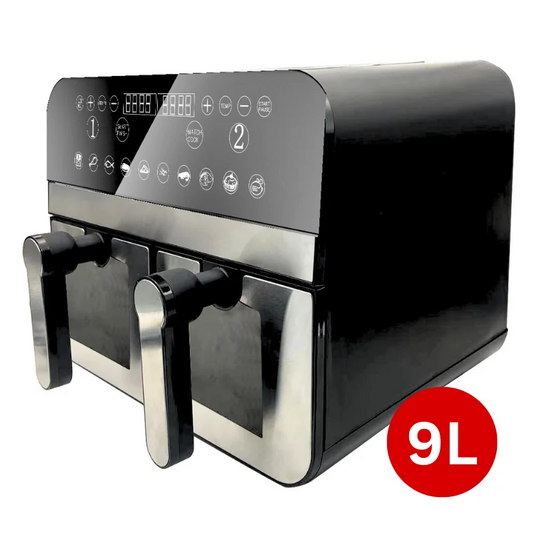 Comfy Nest CN-AFD45WS: 2400W Dubbele Mand Digitale S/S Airfryer met Venster - 9L