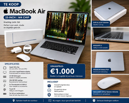 Apple MacBook Air15 - inch M4- 16GB/256GB + apple magic mouse